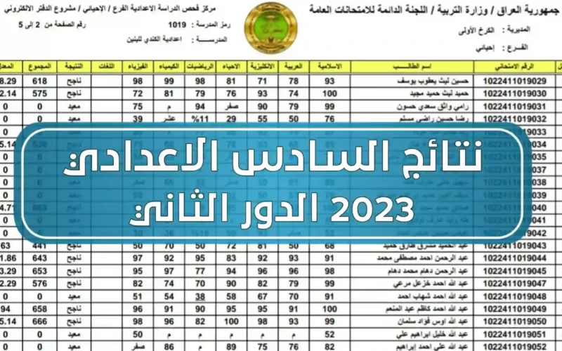 “علمي + أدبي” نتائج السادس الاعدادي الدور الثاني في العراق 2024 عبر موقع نتائجنا